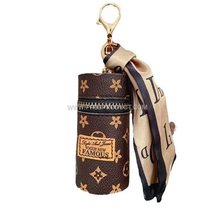 Checkered PU Mini Wallet With Keychain Loop And Earphone Pocket