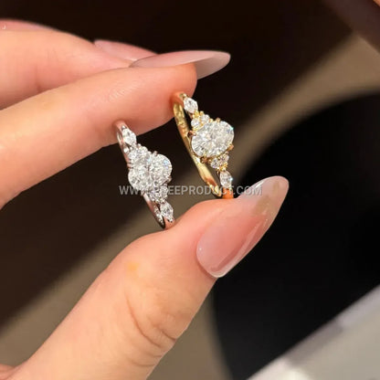 Egg-Shaped Moissanite Solitaire Ring in 925 Sterling Silver