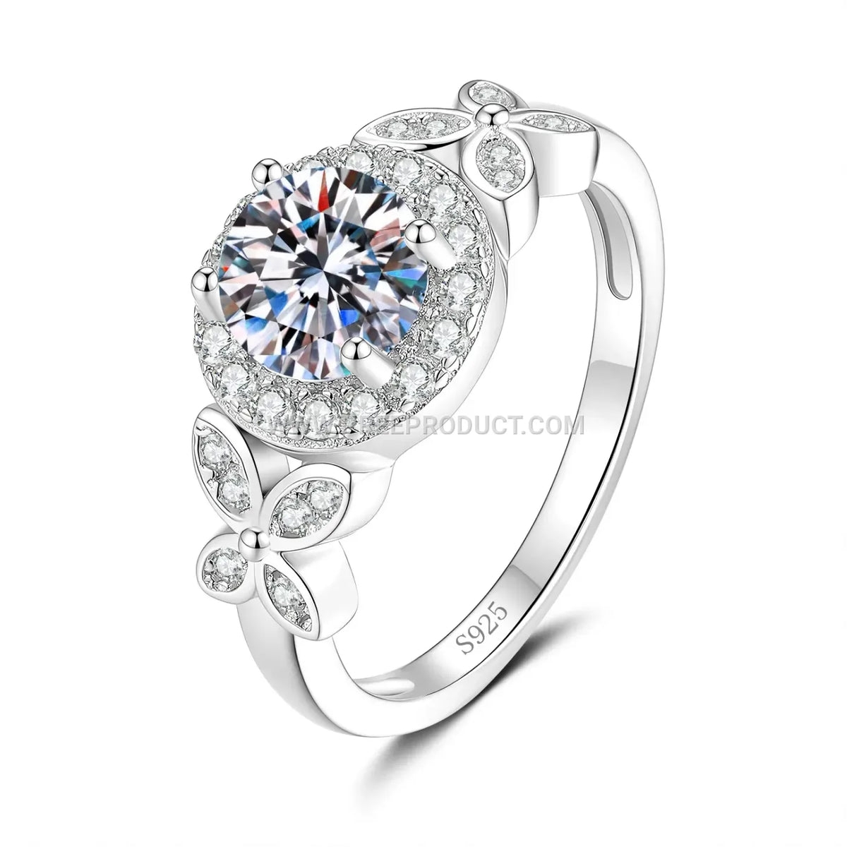 Elegant Moissanite Solitaire Engagement Ring 18K Gold Plated Silver