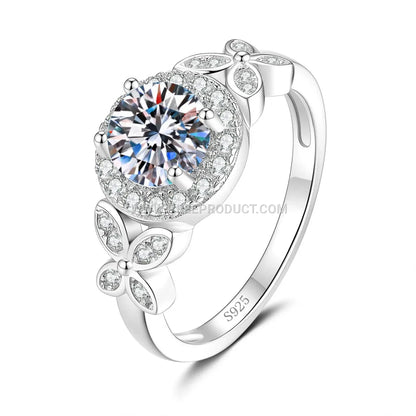 Elegant Moissanite Solitaire Engagement Ring 18K Gold Plated Silver