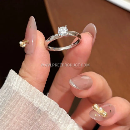 Minimalist Sterling Silver Moissanite Solitaire Ring