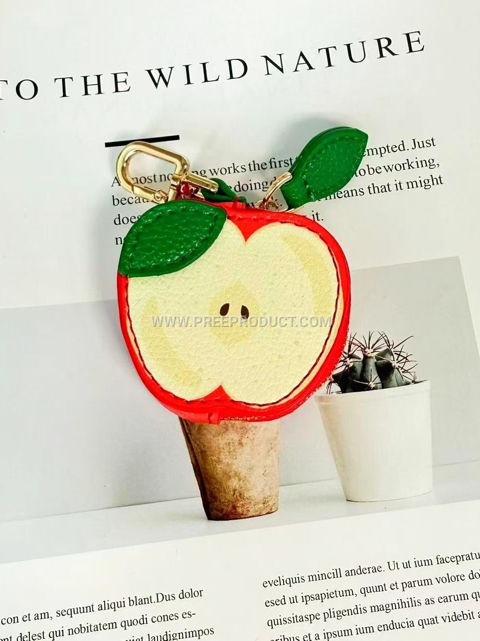 Mini PU Fruit-Print Keychain Pouch – Playful Accessory