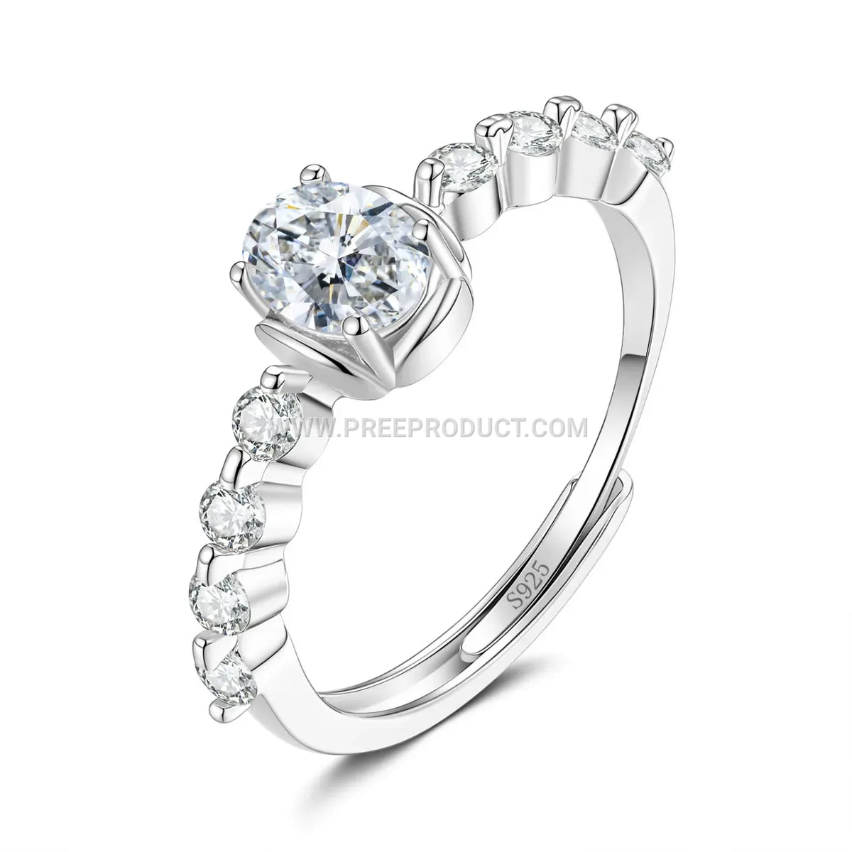 Elegant Oval Cut Moissanite Solitaire Ring Mount in Sterling Silver
