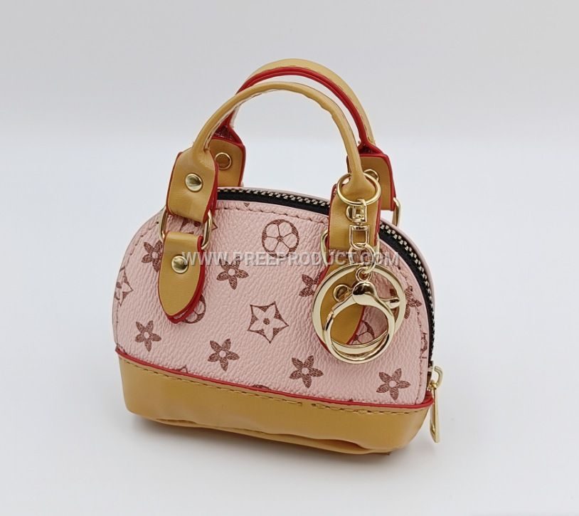Vintage Shell Leather Handbag Key Wallet with Chic Pendant
