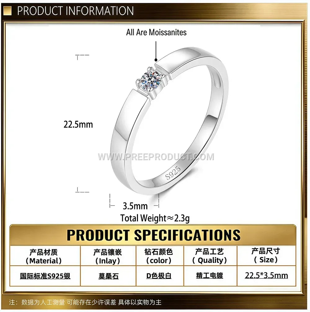 Mobius Loop Moissanite Sterling Silver Couple Ring