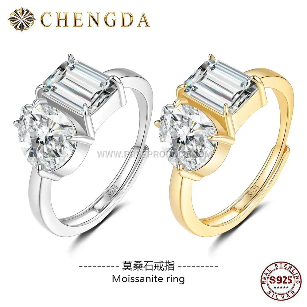 Statement Celestial Orbit Moissanite Sterling Silver Ring