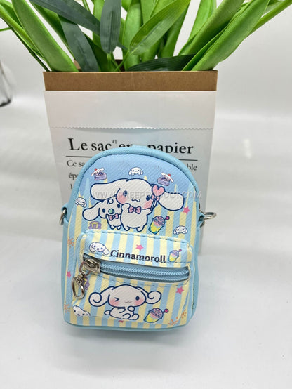 Mini PU Cartoon-Themed Backpack-Style Coin Purse with Earphone Storage
