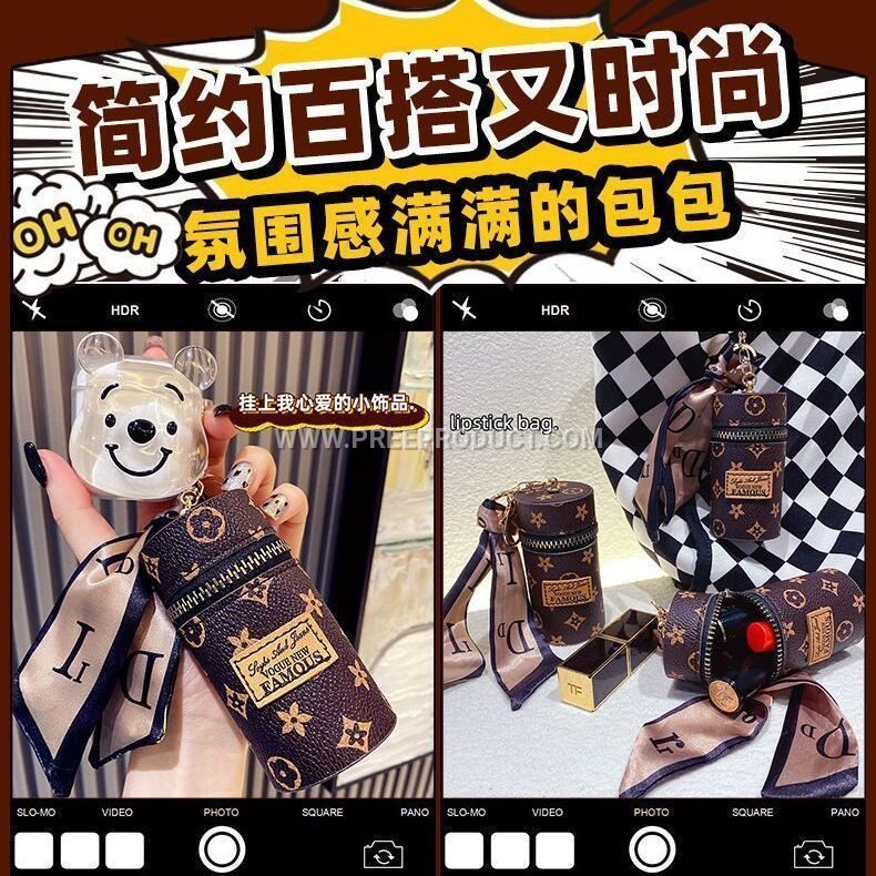 Checkered PU Mini Wallet With Keychain Loop And Earphone Pocket