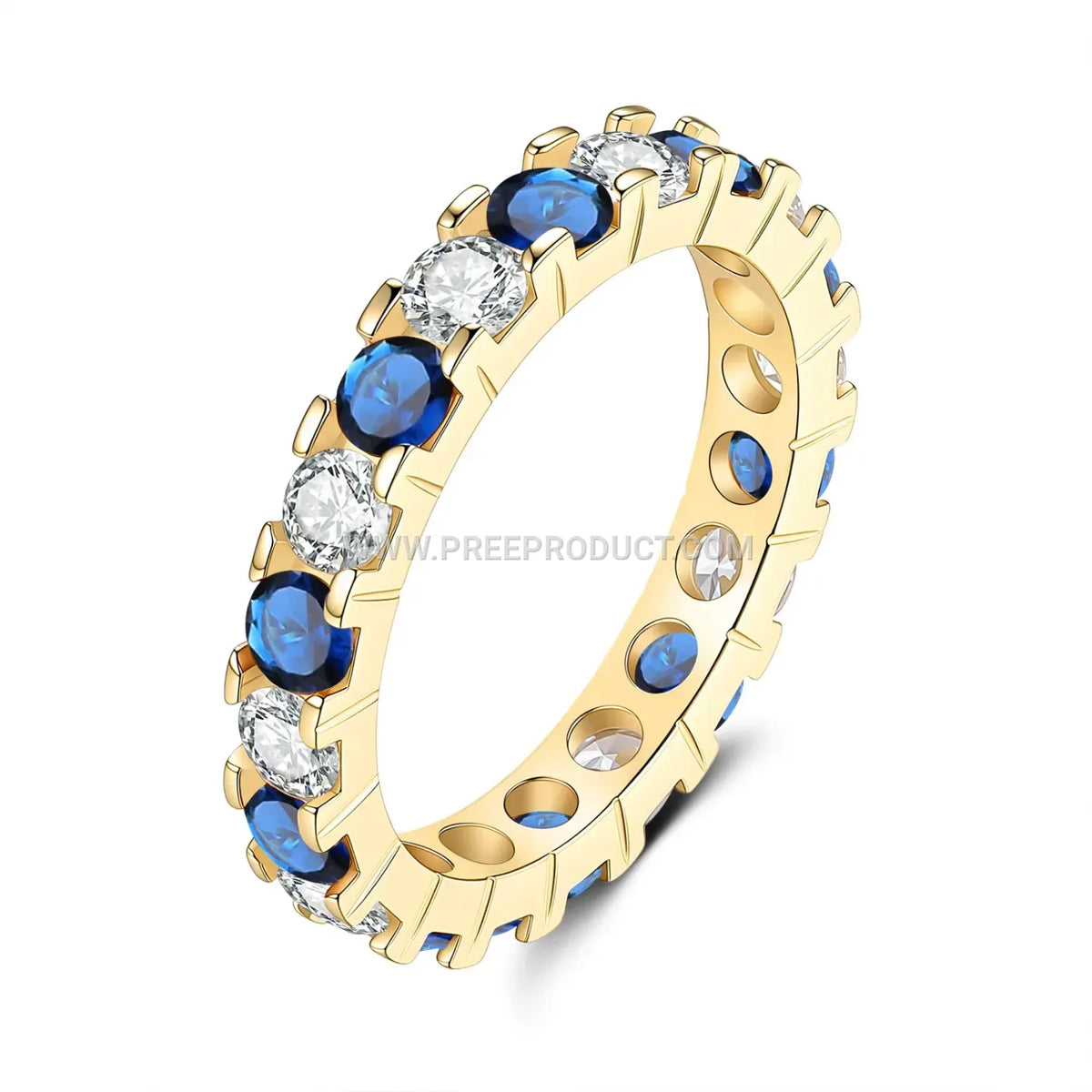 Sterling Silver Gemstone Solitaire Ring with Lab-Created Stones