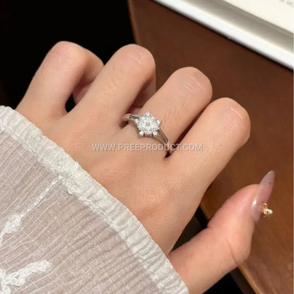Five Point Star Sterling Silver Moissanite Ring