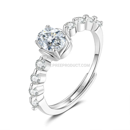 Elegant Oval Cut Moissanite Solitaire Ring Mount in Sterling Silver