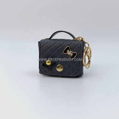 Elegant PU Mini Chanel-Style Coin Purse with Keychain