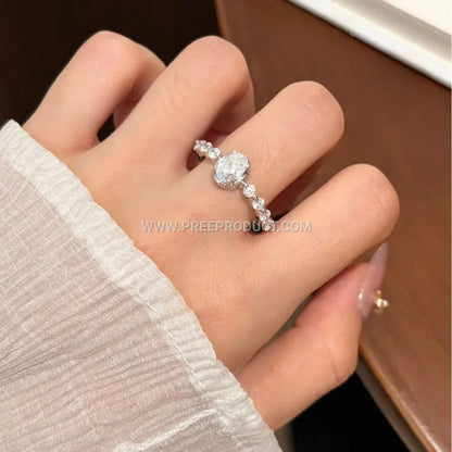 Elegant Oval Cut Moissanite Solitaire Ring Mount in Sterling Silver