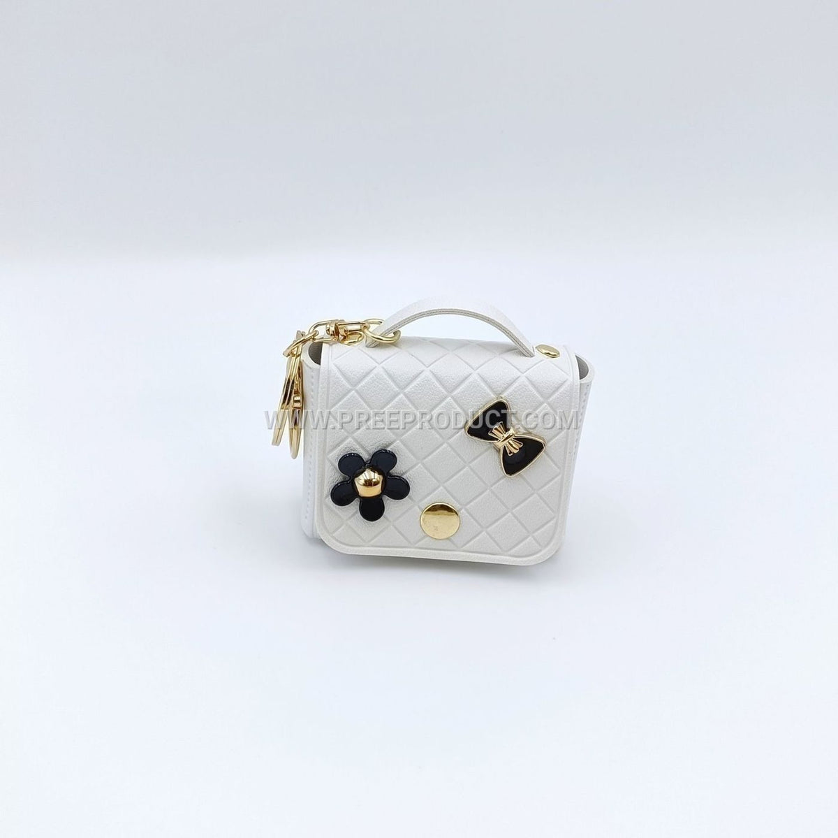 Elegant PU Mini Chanel-Style Coin Purse with Keychain