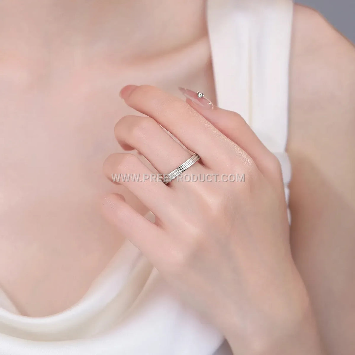 Sterling Silver Minimalist Line Couple Ring