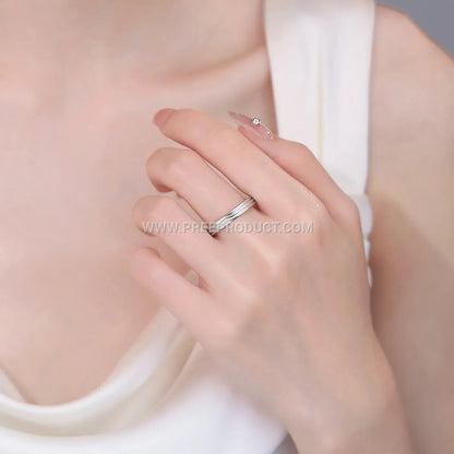 Sterling Silver Minimalist Line Couple Ring