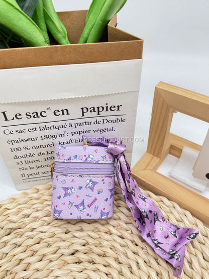 Cartoon PU Earphone Bag with Keychain and Coin Purse