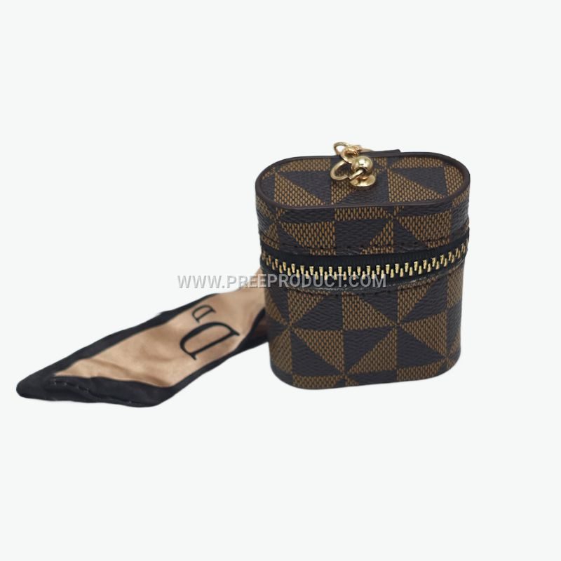Portable PU Earphone Case with Stylish Keychain