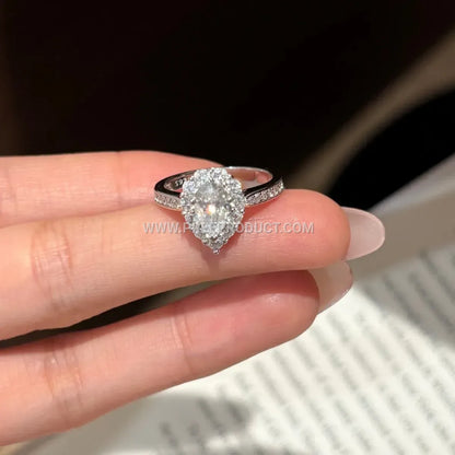 Teardrop Cut Moissanite Sterling Silver Ring