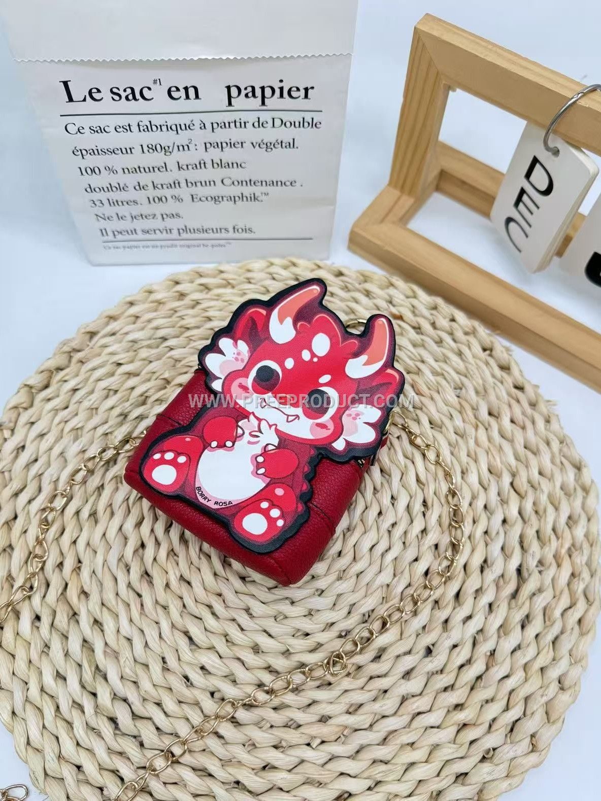 Polyurethane Cartoon Chain Mini Crossbody Key Pouch