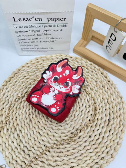 Polyurethane Cartoon Chain Mini Crossbody Key Pouch