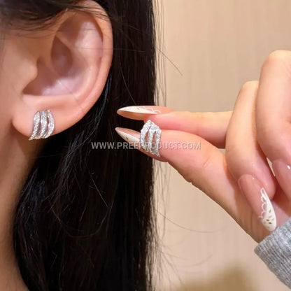Sterling Silver Crossover Moissanite Stud Earrings