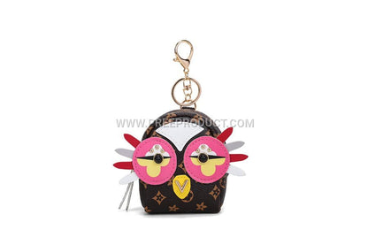 Korean-Style PU Mini Backpack Coin Purse with Zipper and Keychain