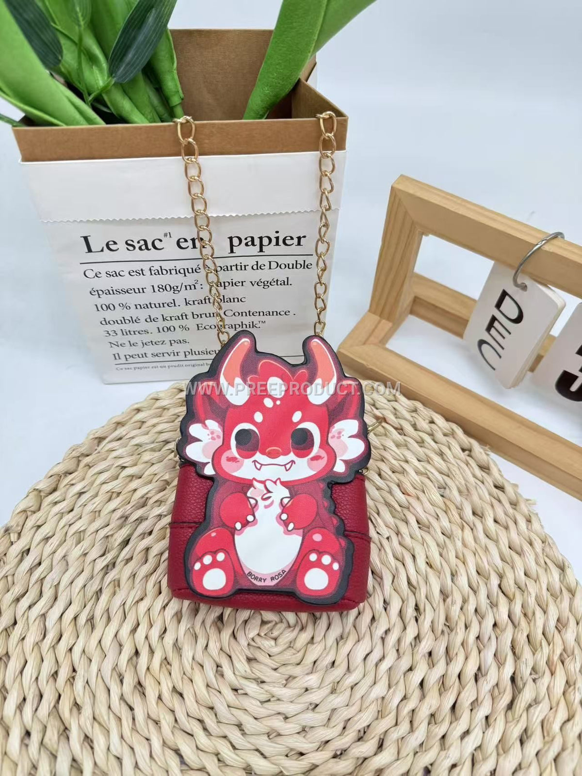 Polyurethane Cartoon Chain Mini Crossbody Key Pouch