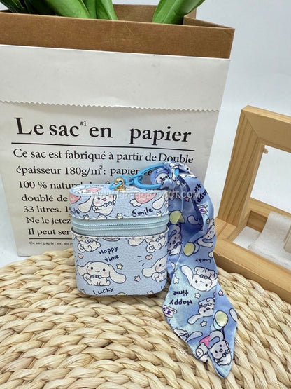 Cartoon PU Earphone Bag with Keychain and Coin Purse