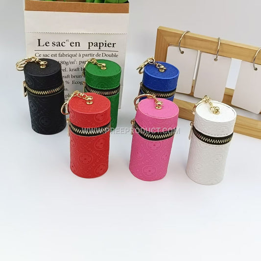Checkered PU Mini Wallet With Earphone Pocket And Car Keychain