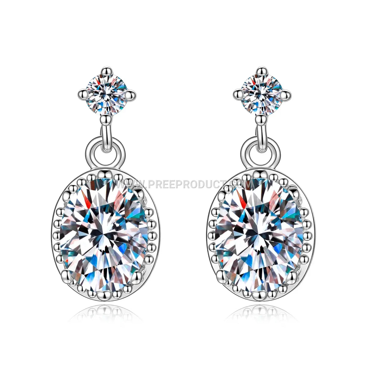 Oval Cut Moissanite Solitaire Stud Earrings in Fine Sterling Silver
