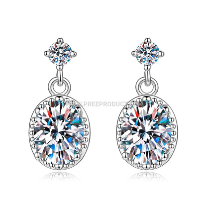 Oval Cut Moissanite Solitaire Stud Earrings in Fine Sterling Silver