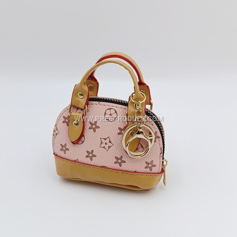 Vintage Shell Leather Handbag Key Wallet with Chic Pendant
