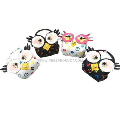 Custom PU Owl Zip Coin Purse with Vintage Print and Bluetooth Earphone Pocket