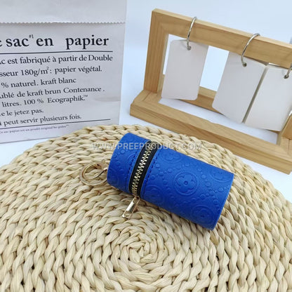 Checkered PU Mini Wallet With Earphone Pocket And Car Keychain