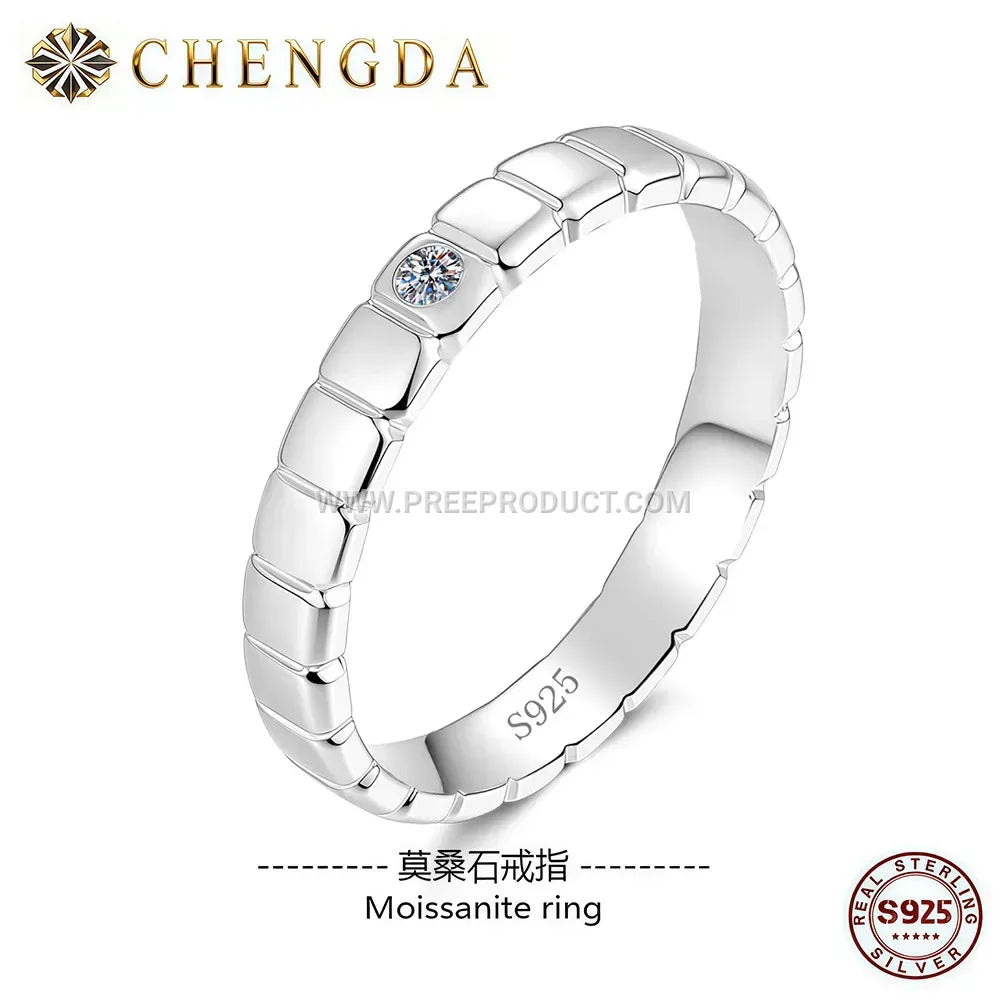 Sleek Square Ice Cube Moissanite Ring in Sterling Silver