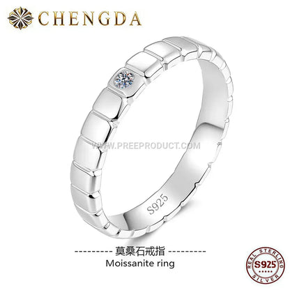 Sleek Square Ice Cube Moissanite Ring in Sterling Silver