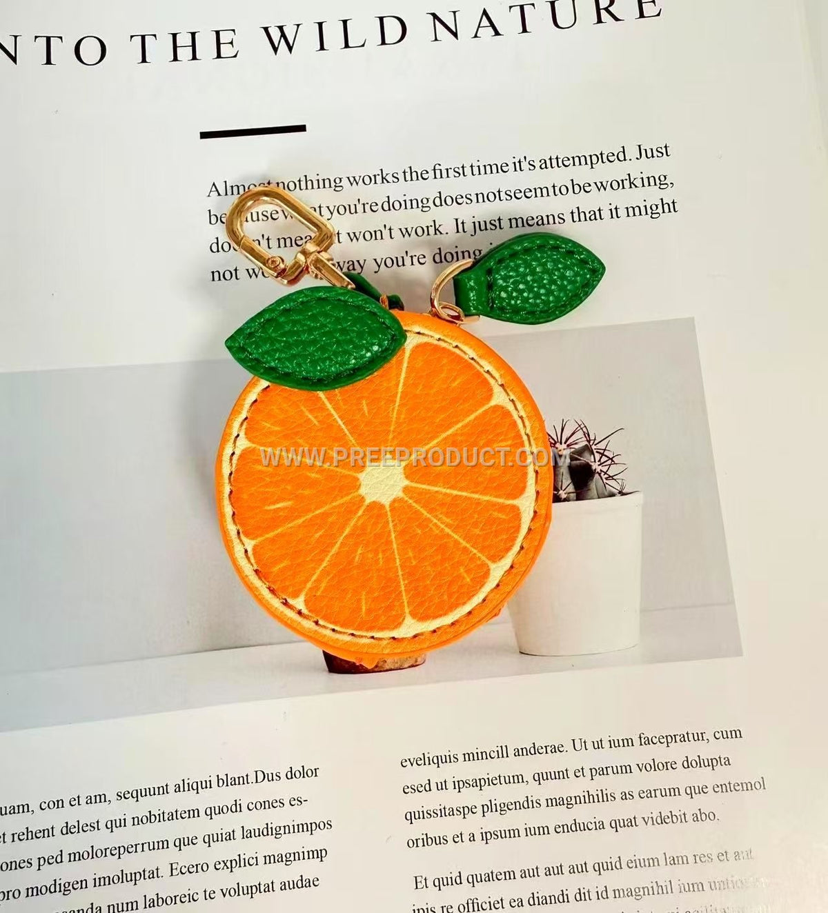 Mini PU Fruit-Print Keychain Pouch – Playful Accessory