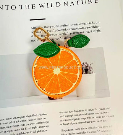 Mini PU Fruit-Print Keychain Pouch – Playful Accessory