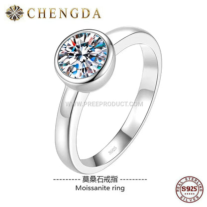 Round Moissanite Solitaire Ring in 925 Sterling Silver