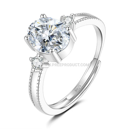 Oval Solitaire Sterling Silver Ring Mount with Gemstone Options