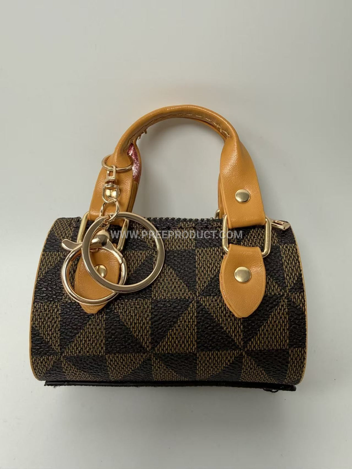 Mini PU Handheld Keychain Bag with Trendy Miniature Tote Design