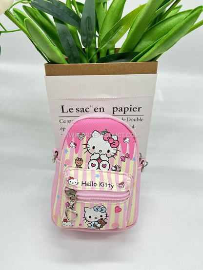 Mini PU Cartoon-Themed Backpack-Style Coin Purse with Earphone Storage