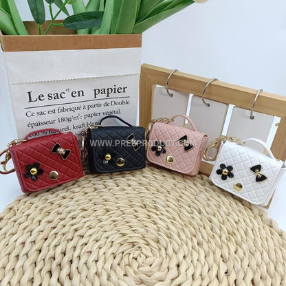 Elegant PU Mini Chanel-Style Coin Purse with Keychain