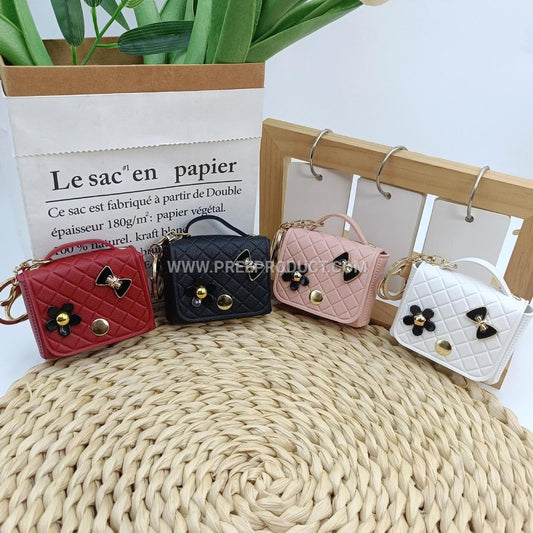 Elegant PU Mini Chanel-Style Coin Purse with Keychain