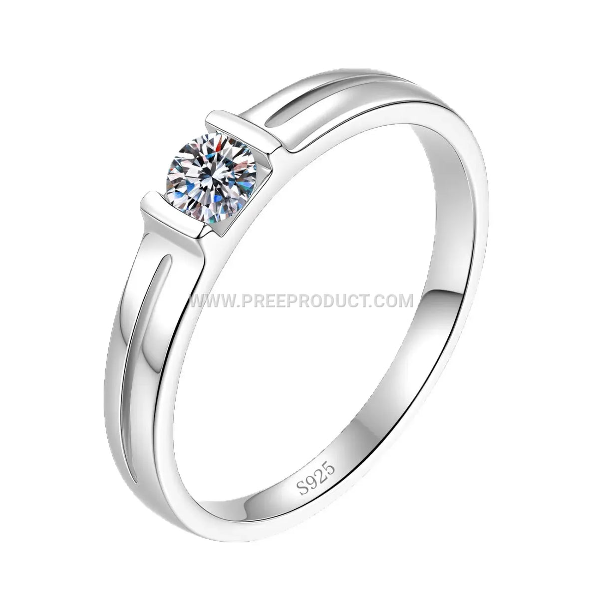 Sterling Silver Square Cut Moissanite Solitaire Ring