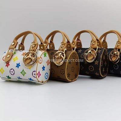 Mini Leather Pocket Wallet with Lipstick and Keychain Charm