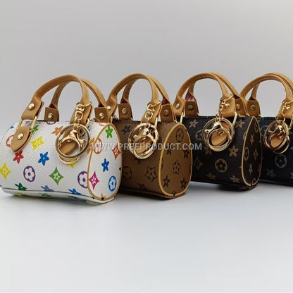 Mini Leather Pocket Wallet with Lipstick and Keychain Charm