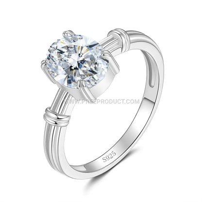 Oval Moissanite Crown Accent Statement Ring in 925 Silver