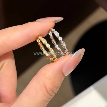 Eye Motif Moissanite Eternity Band Ring in Sterling Silver